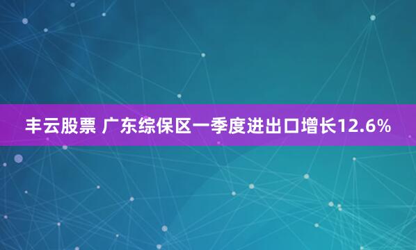 丰云股票 广东综保区一季度进出口增长12.6%